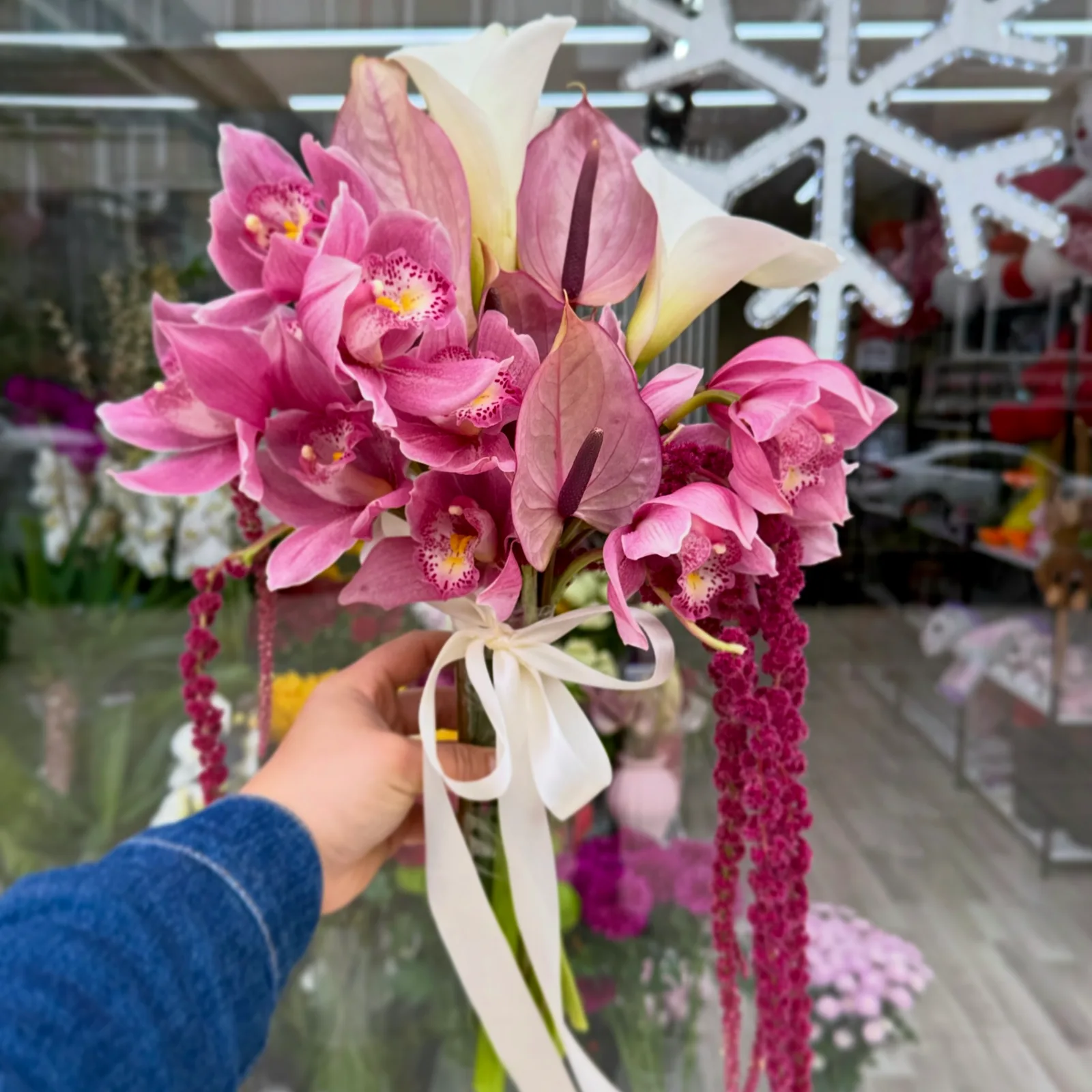 Gala Orchideen-Anthurium Brautstrauß