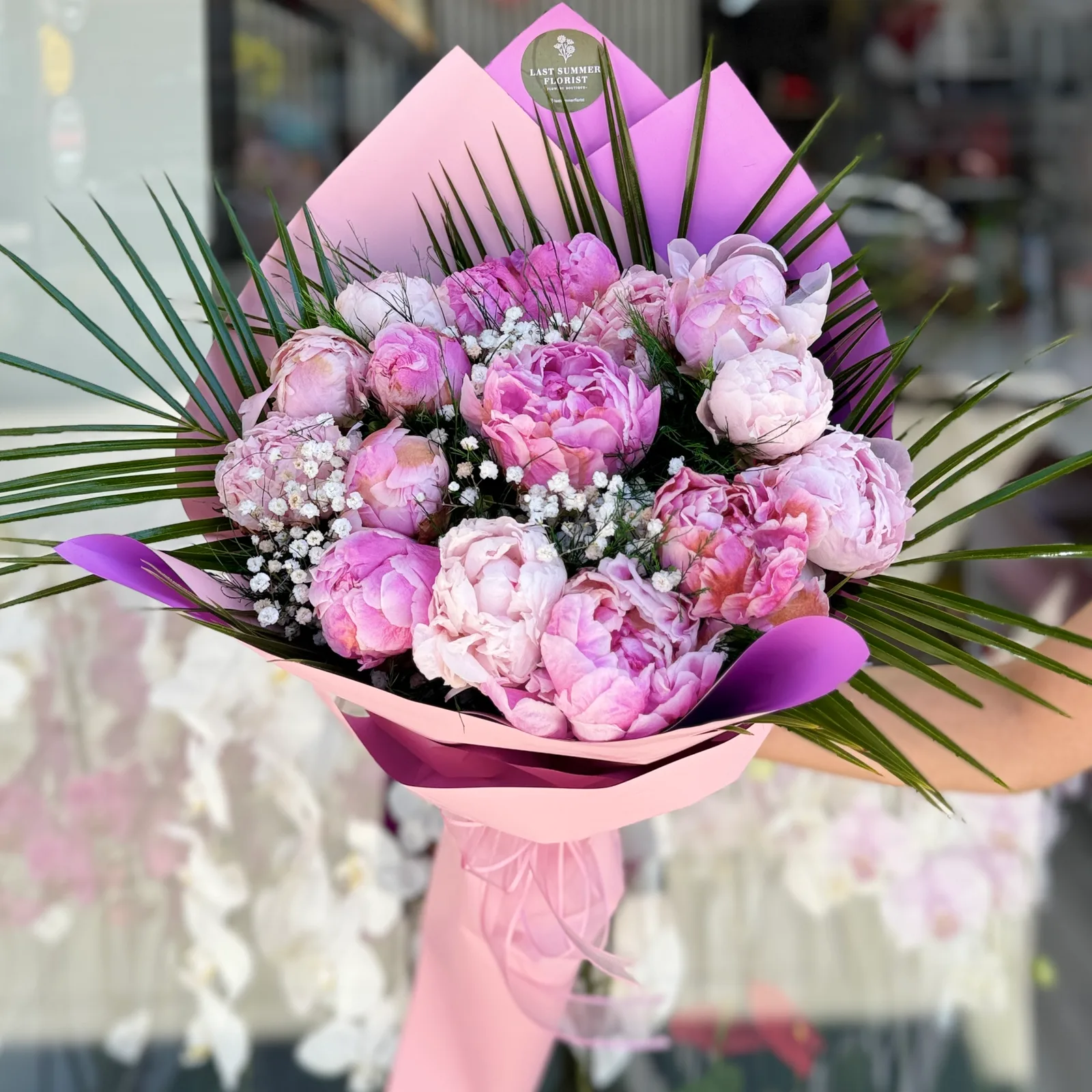 Pembe Şakayık Buketi 15 li